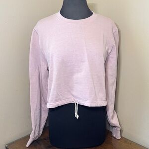 American Apparel Women's Mauve Cropped Crew Neck Sweatshirt w/drawstring, Large